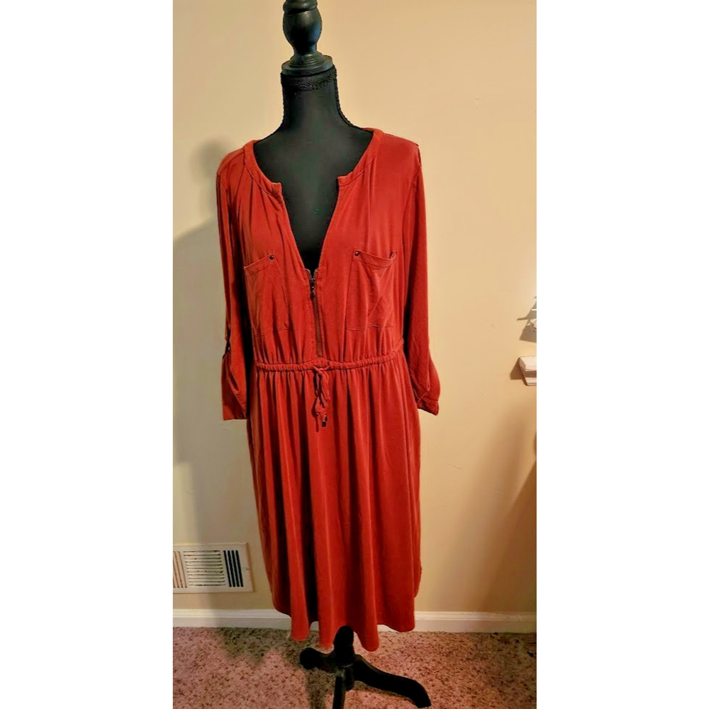 Torrid 1X Rust Challis Shirt Dress Pockets Everyday Classiccore Utility Chic